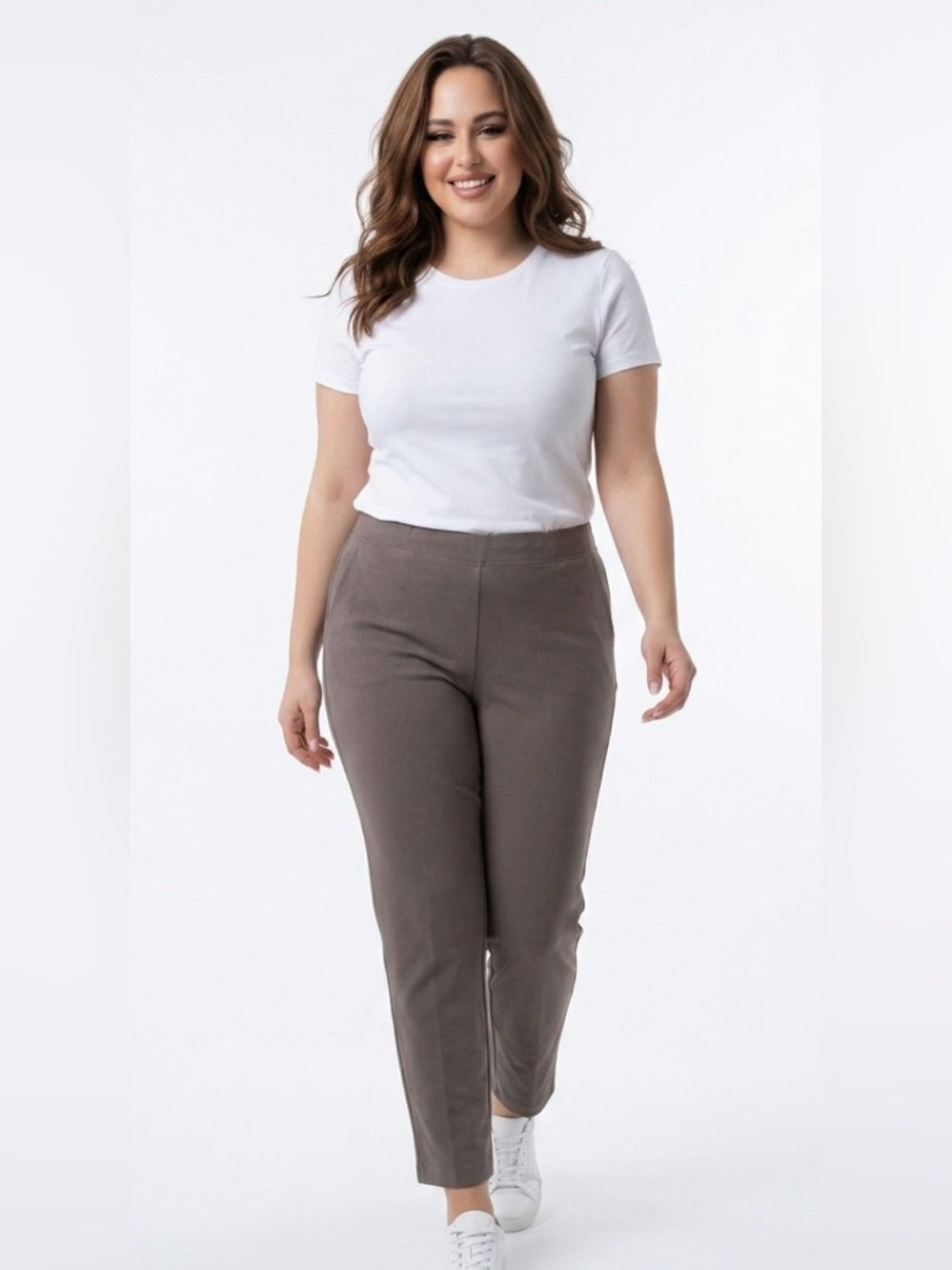 Eileen Fisher Cobblestone Slim Ankle Crepe Pants